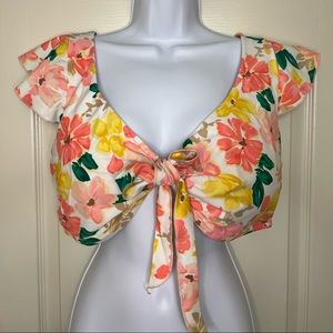 Floral Print Time and Tru Bikini Top (1X)